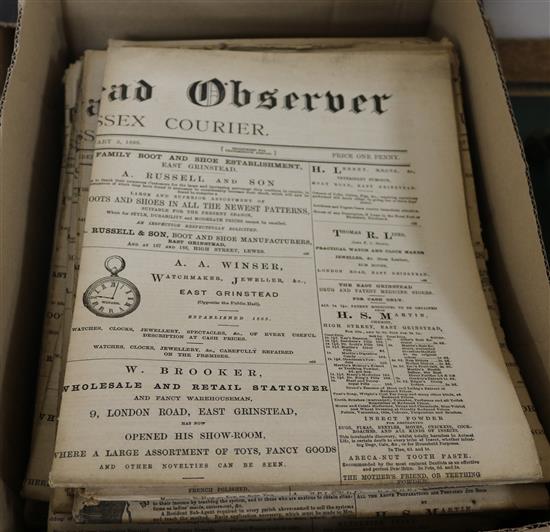 Ninety one editions of the East Grinstead Observer 1880s